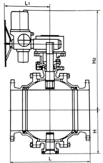 Q947F-16C,Q947F-25C电动固定球阀结构图纸
