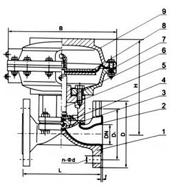 EG641J无带手操往复型气动隔膜阀结构图纸