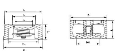 H71W，H71H不锈钢对夹式止回阀结构图纸