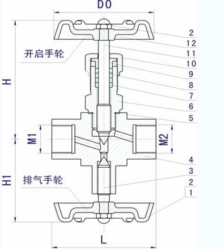 J19H、J19W压力表三通阀结构图纸